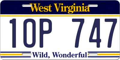 WV license plate 1OP747