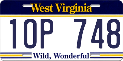 WV license plate 1OP748