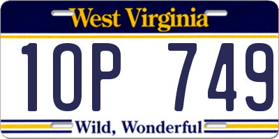WV license plate 1OP749