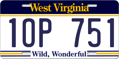 WV license plate 1OP751