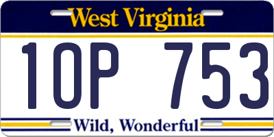 WV license plate 1OP753