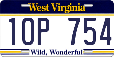 WV license plate 1OP754
