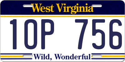 WV license plate 1OP756