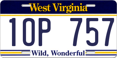 WV license plate 1OP757