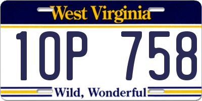 WV license plate 1OP758