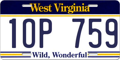 WV license plate 1OP759