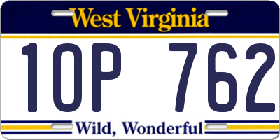 WV license plate 1OP762