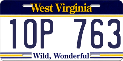 WV license plate 1OP763