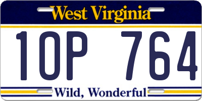 WV license plate 1OP764