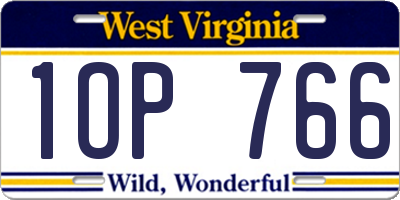 WV license plate 1OP766
