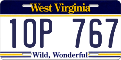 WV license plate 1OP767