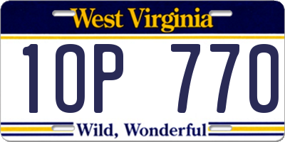 WV license plate 1OP770