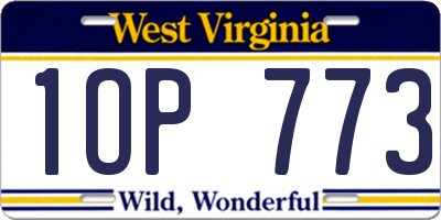 WV license plate 1OP773