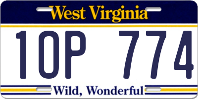 WV license plate 1OP774