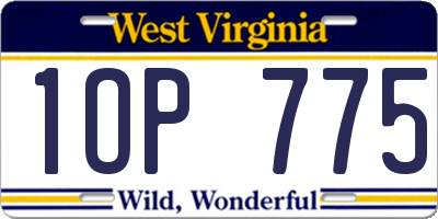 WV license plate 1OP775
