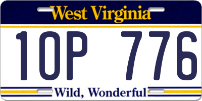 WV license plate 1OP776