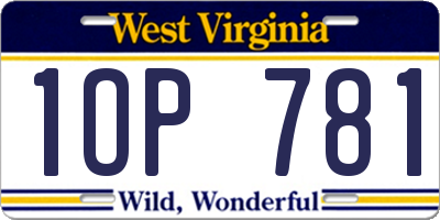 WV license plate 1OP781