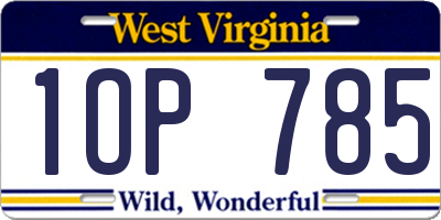 WV license plate 1OP785