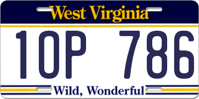 WV license plate 1OP786