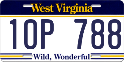 WV license plate 1OP788