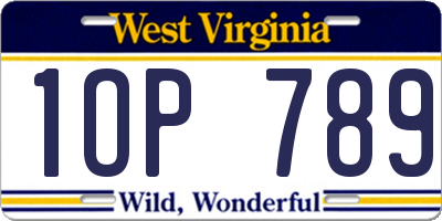 WV license plate 1OP789