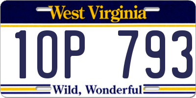 WV license plate 1OP793