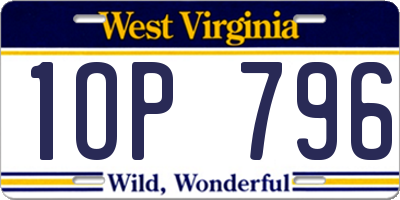 WV license plate 1OP796