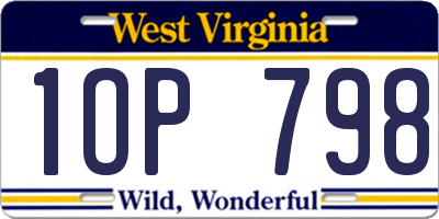 WV license plate 1OP798