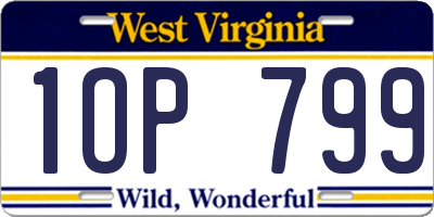 WV license plate 1OP799