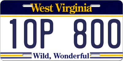 WV license plate 1OP800