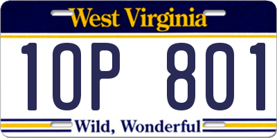 WV license plate 1OP801