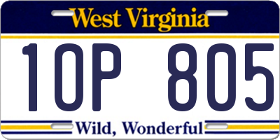 WV license plate 1OP805