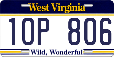 WV license plate 1OP806