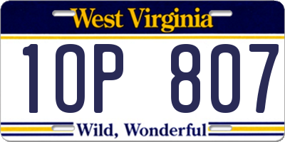 WV license plate 1OP807