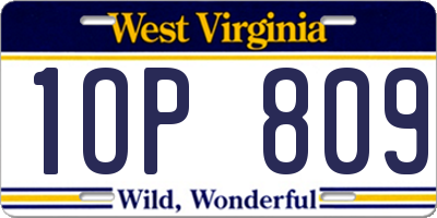 WV license plate 1OP809