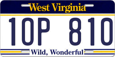 WV license plate 1OP810