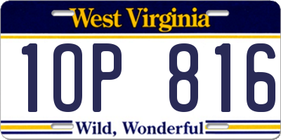 WV license plate 1OP816
