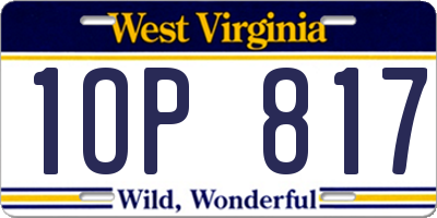 WV license plate 1OP817