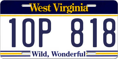 WV license plate 1OP818