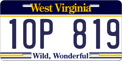 WV license plate 1OP819