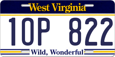 WV license plate 1OP822
