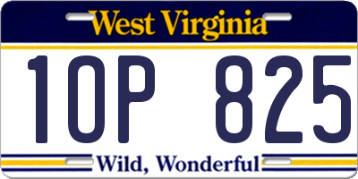 WV license plate 1OP825
