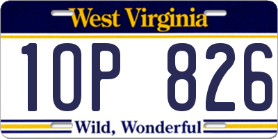 WV license plate 1OP826