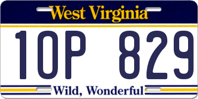 WV license plate 1OP829