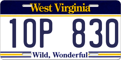WV license plate 1OP830