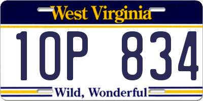 WV license plate 1OP834