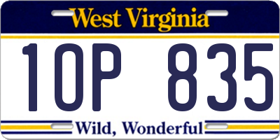 WV license plate 1OP835