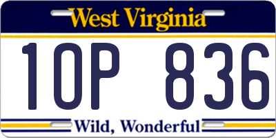 WV license plate 1OP836