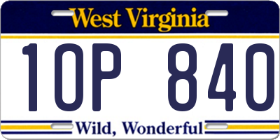WV license plate 1OP840