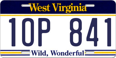 WV license plate 1OP841